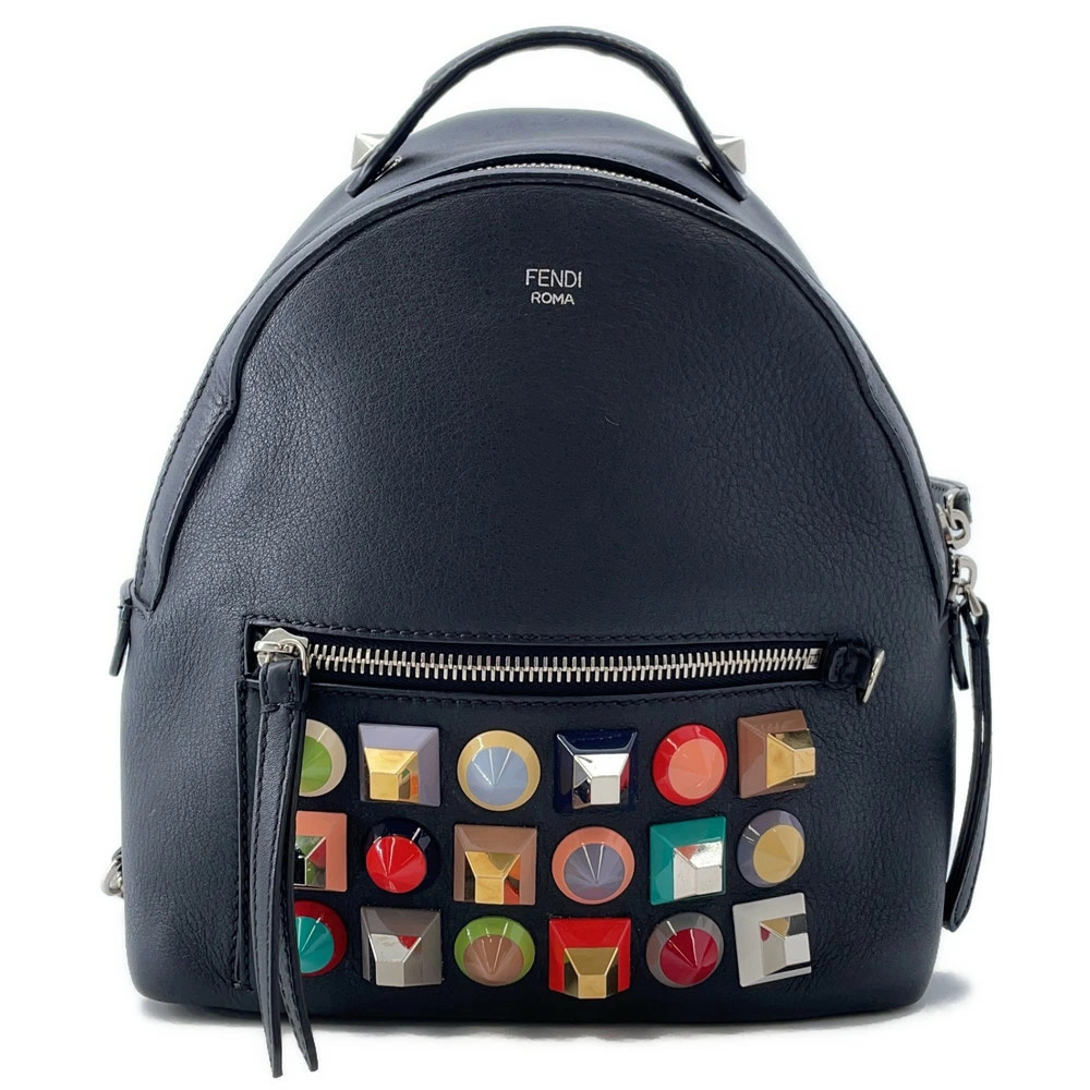 Fendi By The Way Leather Backpack Rucksack Daypack Bag Black